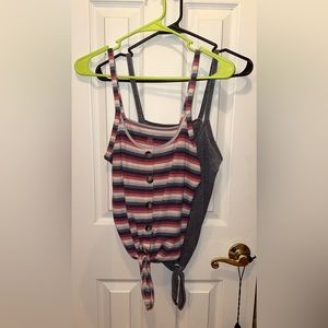 2 American Eagle slightly cropped tie shirt with buttons. Size M.